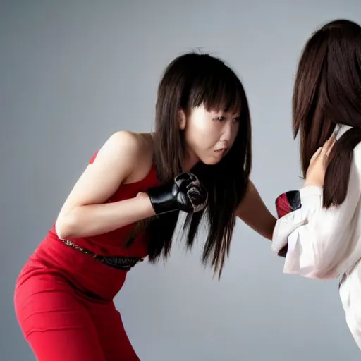 Image similar to brunette woman fighting chinese woman