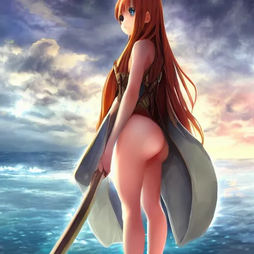 Prompt: a giant macro very beautiful young yuuki asuna, ( full body, long wavy hair, sky blue eyes, full round face, bikini, miniskirt ), standing with tyrion lannister cinematic wallpaper by stanley artgerm lau