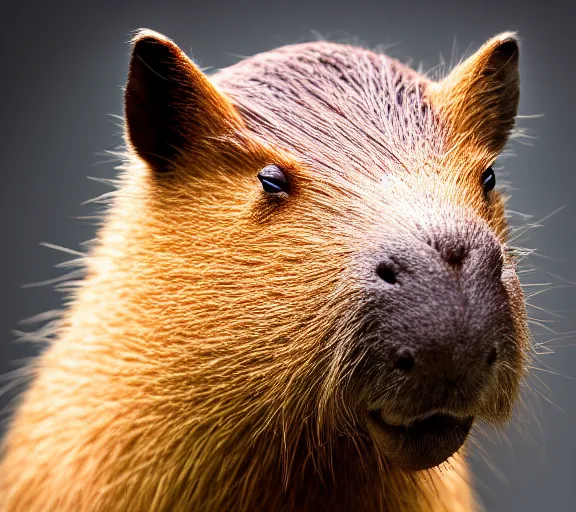 Image similar to a portrait of capybara with a mushroom cap growing on its head by luis royo. intricate. lifelike. soft light. sony a 7 r iv 5 5 mm. cinematic post - processing