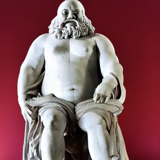 Prompt: epic greek marble statue of dr robotnik, photo, chiaroscuro