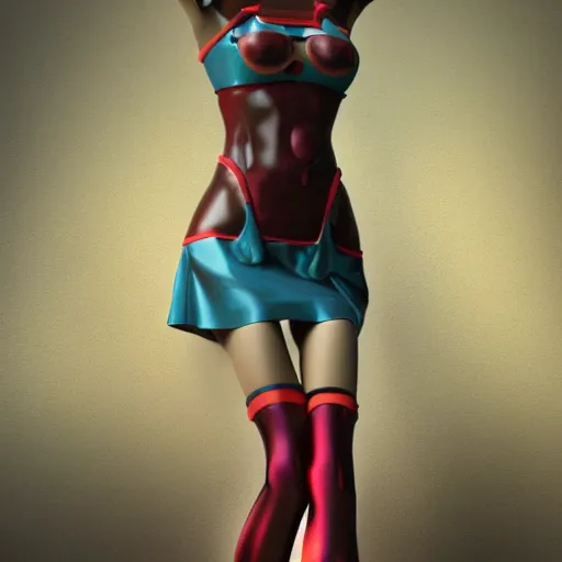 Image similar to flirty gorgeous sleepy gynoid showing off her legs, hyperrealistic, octane, filmatic, highly detailed,