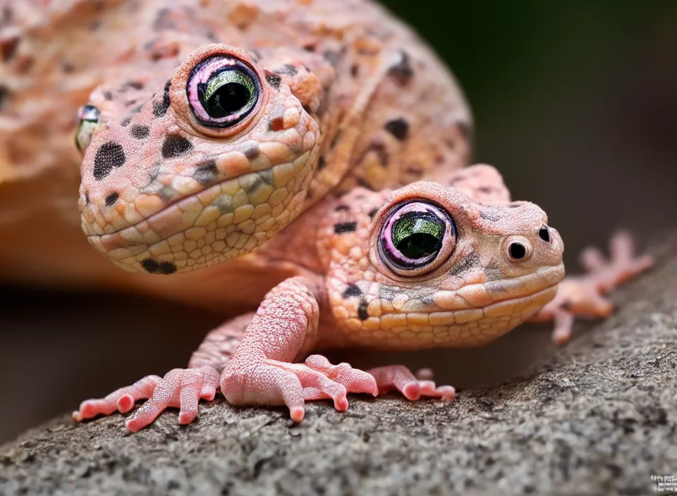 Prompt: Photo of one young New Zealand pink gecko tortoise looking at the viewer, cute, nature photography, National Geographic, 4k, award winning photo