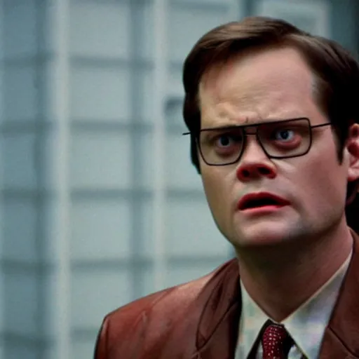 Prompt: Dwight schrute in the terminator, Photorealistic, rim lighting, heavy shadow