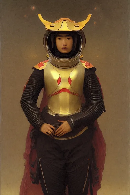 Image similar to portrait of a loong astronaut with chinese dragon armor and helmet, majestic, solemn, by bouguereau