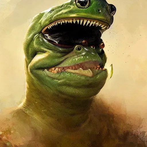 Image similar to hyper realistic derpy hybrid of dan akroyd and frogman by greg rutkowski