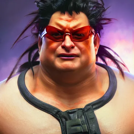 Image similar to wayne knight as e. honda street fighter, portrait, ultra realistic, concept art, intricate details, highly detailed, photorealistic, octane render, 8 k, unreal engine, art by frank frazetta, simon bisley, brom