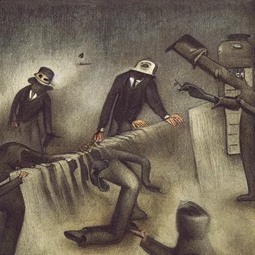 Image similar to a hyper realistic painting of a bank robbery, by alfred kubin, highly detailed, vivid color,