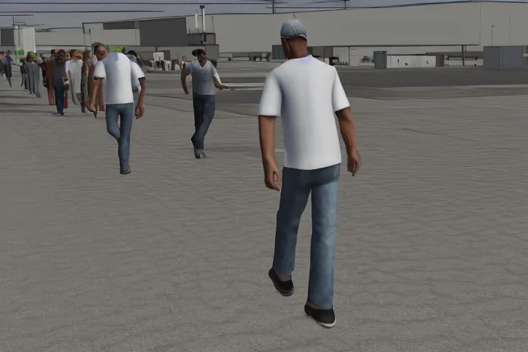 Image similar to carl johnson walks down the runway, renderware engine