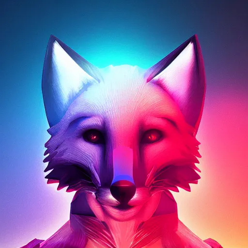 Image similar to synthwave fox, digital art, 3 d render, oktane, post - processing