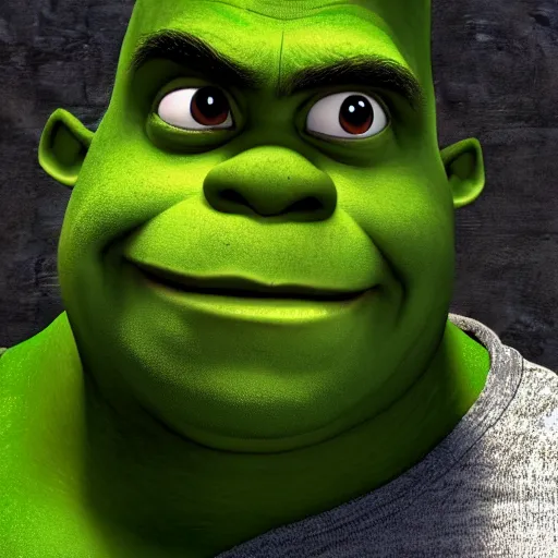 Image similar to shrek as a human, photorealistic, hyper detailed, 4 k