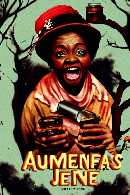 Image similar to aunt jemima covered in maple syrup horror movie cinematic