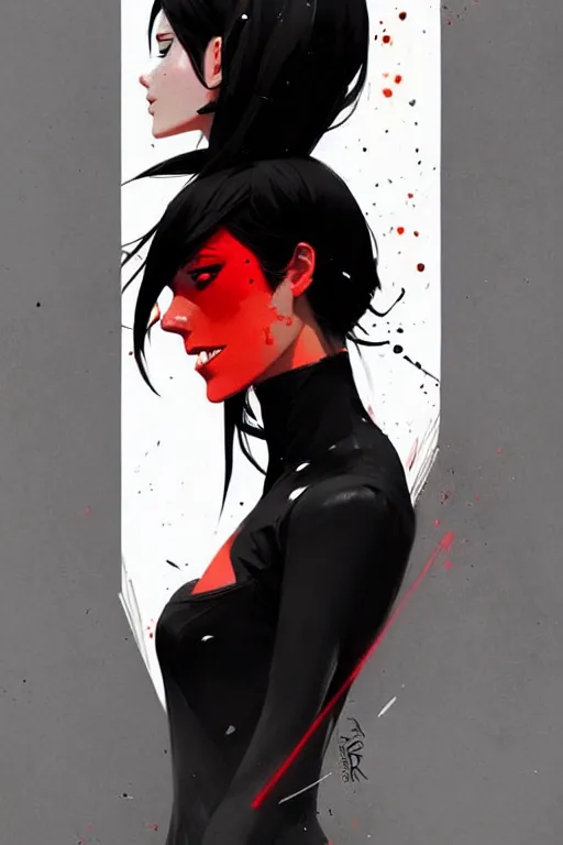 Image similar to a ultradetailed beautiful panting of a stylish woman wearing a black dress, by conrad roset, greg rutkowski and makoto shinkai, trending on artstation
