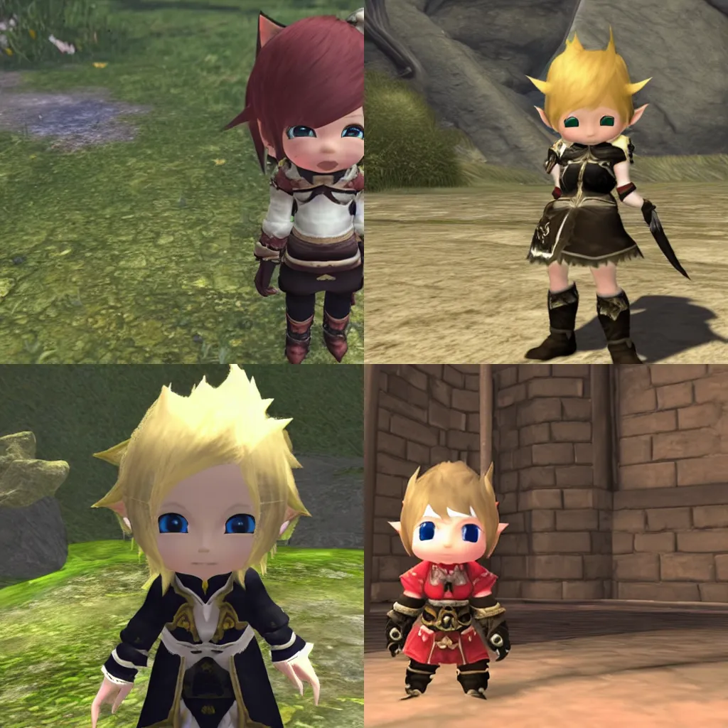 Prompt: Asmongold as a Lalafell NPC in Final Fantasy XIV