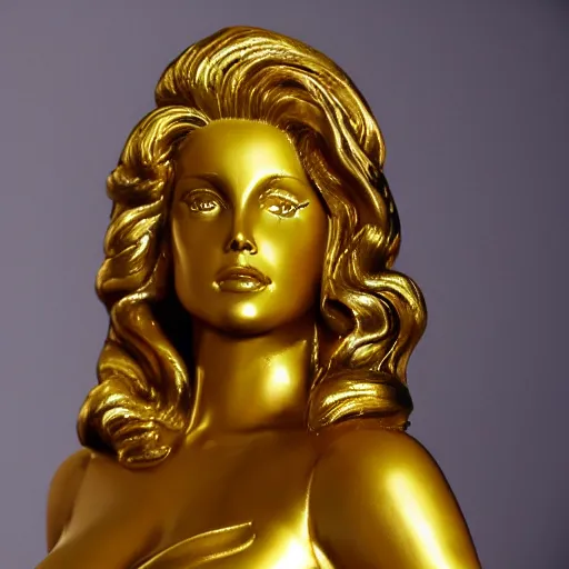 Image similar to golden statue of lana del rey