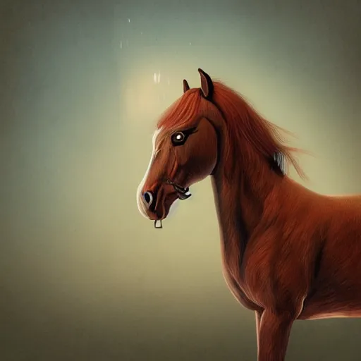 Image similar to photo of anthropomorphic horse wearing a coat, digital art, photo realistic, highly detailed, art by george stubbs, anton fadeev, james gurney, ilya kuvshinov