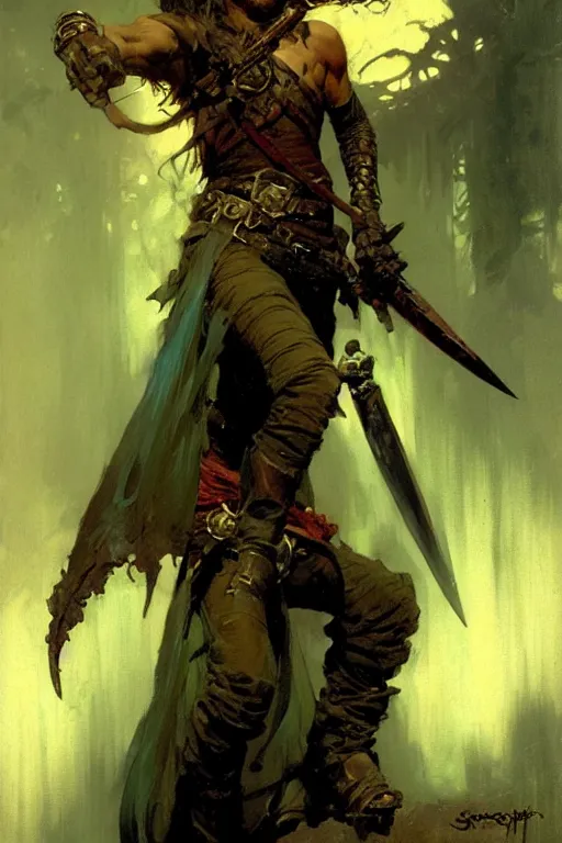 skulking rogue with magical daggers portrait dnd, | Stable Diffusion ...