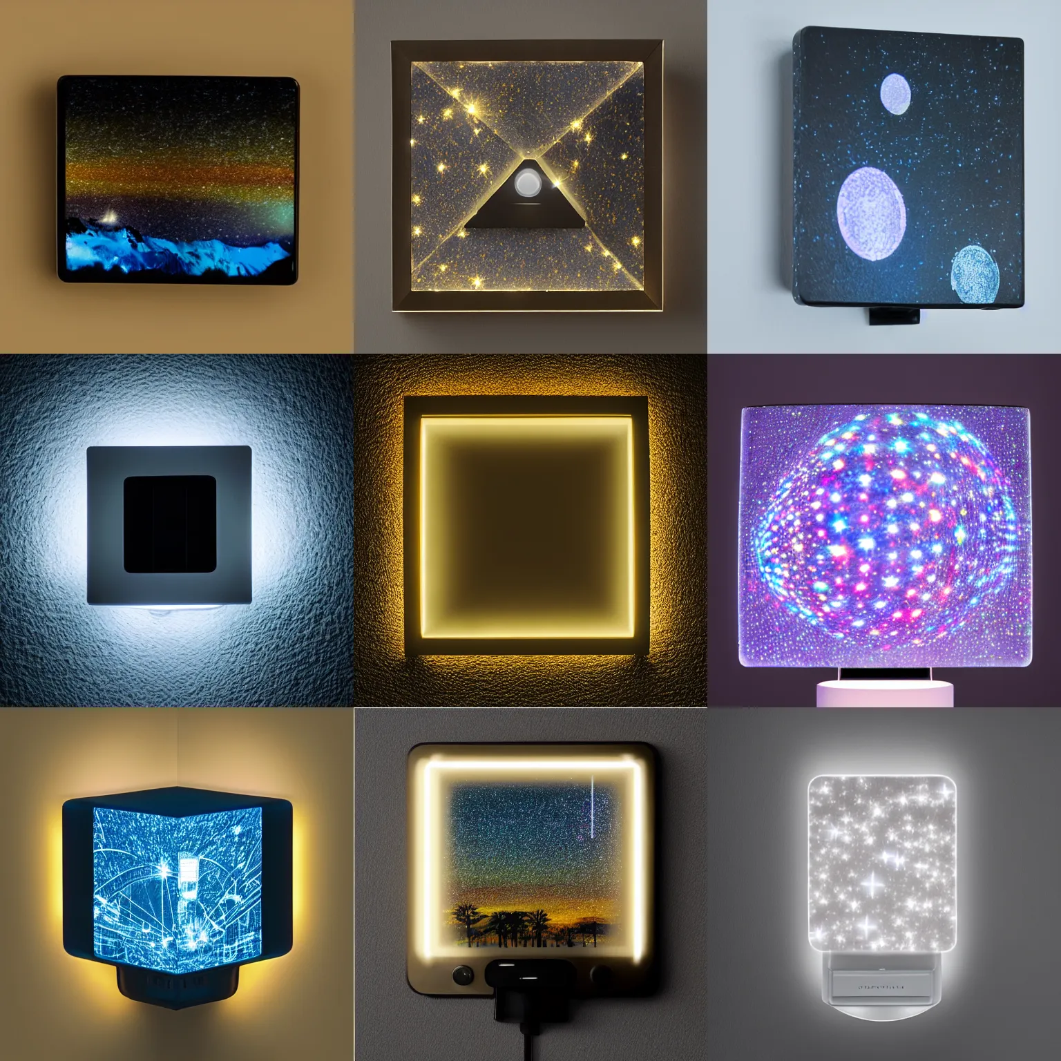 Prompt: photo of a multifaceted nightlight