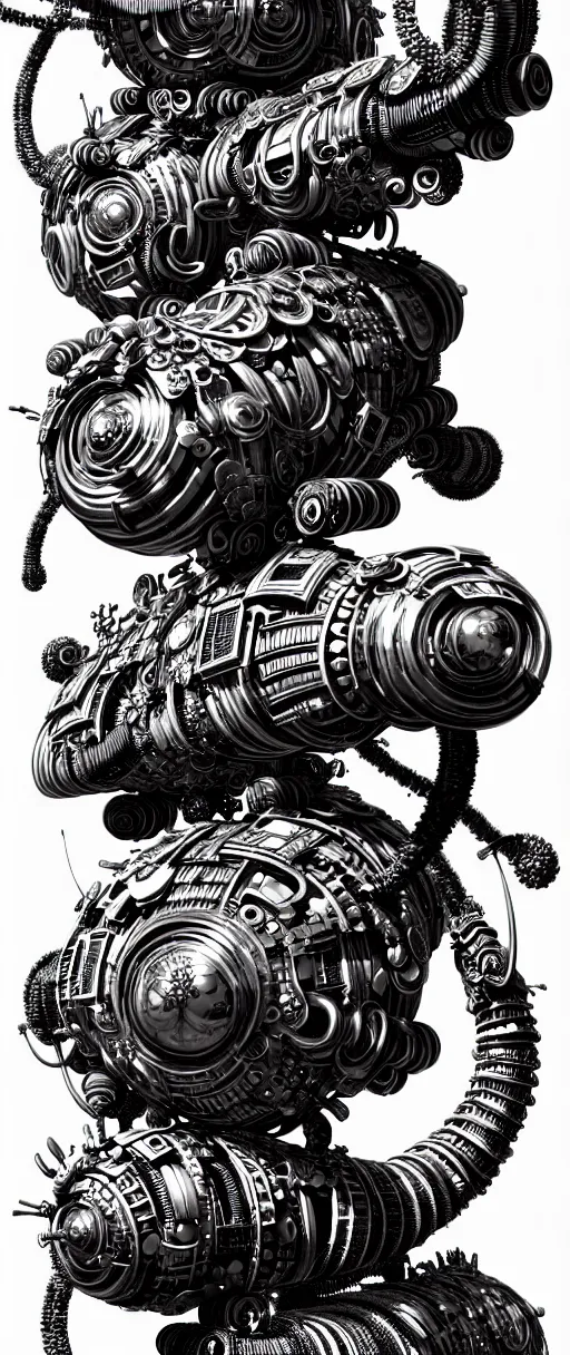 Image similar to cyberpunk steampunk caterpillar, high details, lineart, by vincent di fate and joe fenton, inking, screen print, masterpiece, trending on artstation, sharp, high contrast, hyper - detailed,, hd, 4 k, 8 k