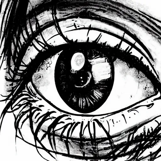 Image similar to illustration of a girls eyes with tears in them, highly detailed, realistic