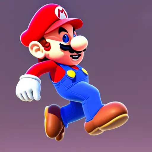 Image similar to 3d render of Mario with long pink hair