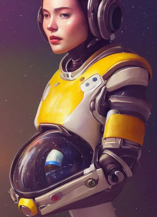 Prompt: masterpiece portrait of cosmic astronaut on a spaceship, au naturel, hyper detailed, digital art, trending in artstation, cinematic lighting, studio quality, smooth render, unreal engine 5 rendered, octane rendered, art style by klimt and nixeu and ian sprigger and wlop and krenz cushart and riot and overwatch