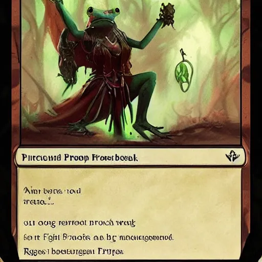 Image similar to A frog priestess with bloody eyes, by greg rutkowski, in the style of magic the gathering