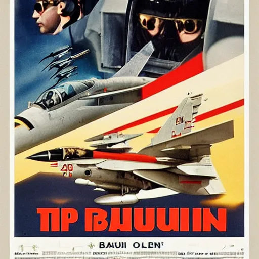 Image similar to a Bauhaus collage movie poster for Top Gun. F-14 jets