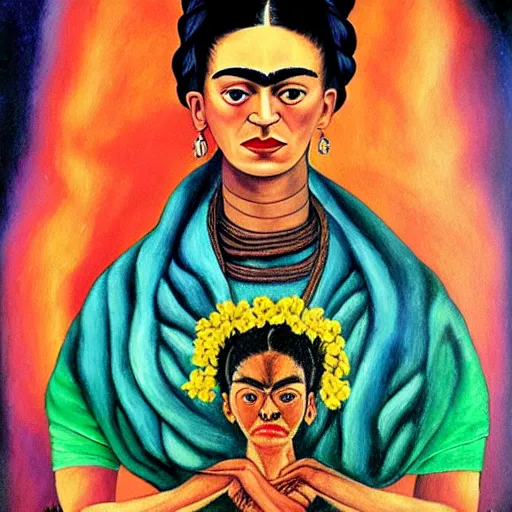 Image similar to frida kahlo painting of e. t. vivid