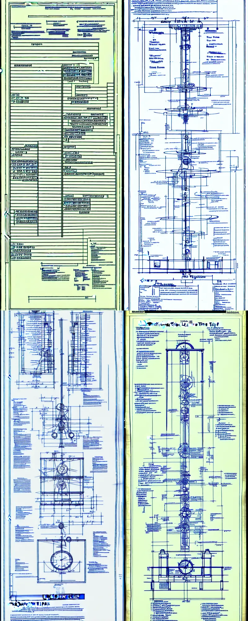 Image similar to blueprints for a time machine, extremely detailed, realistic information, legible text, clear type