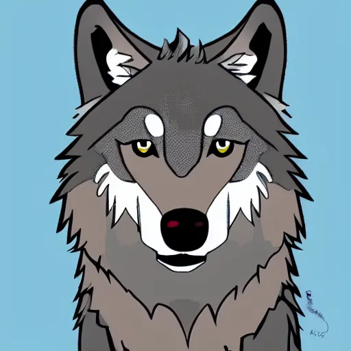 Image similar to a cute cartoon wolf