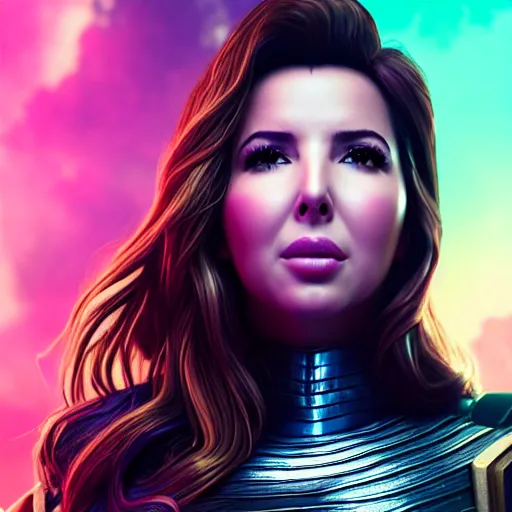 Prompt: a portrait of nancy ajram as thanos, hyper detailed, digital art, trending in artstation, cinematic lighting, studio quality, high quality render, unreal engine 5 rendered, octane rendered