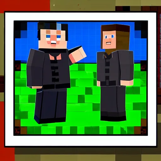 Prompt: Do Kim Jong un and Steve in minecraft bed