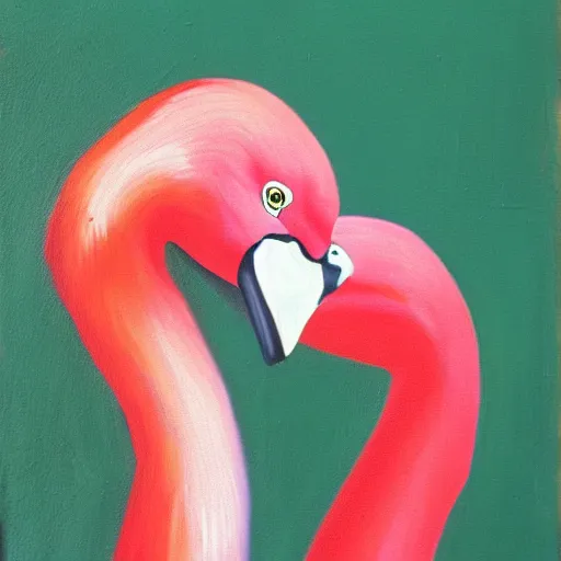 Image similar to flamingo pre-raphael oil painting