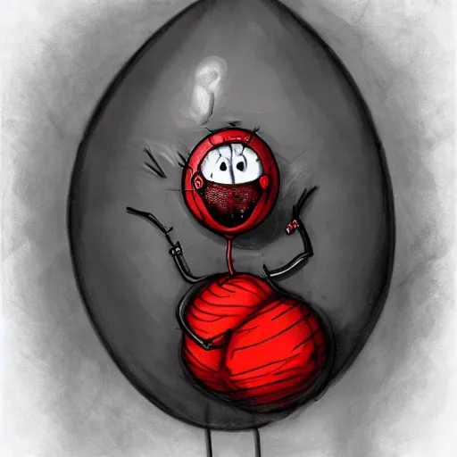 Prompt: surrealism grunge cartoon portrait sketch of a flower inside a balloon with a wide smile and a red balloon by - michael karcz, loony toons style, freddy krueger style, horror theme, detailed, elegant, intricate