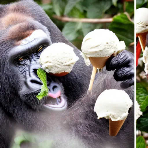 Prompt: gorilla ice cream hybrid