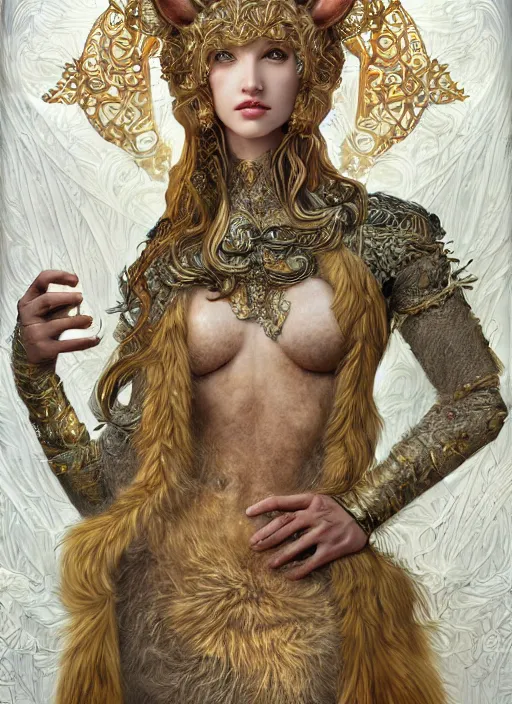 Prompt: a photograpic portrait of a anthropomorphic norse mythology mimosa wearing furry clothes, fantasy, intricate, elegant, highly detailed, digital painting, artstation, concept art, smooth, sharp focus, illustration, art by artgerm and H R Giger and alphonse mucha