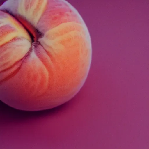 Image similar to a macro photo of a round peach's dry hairy skin, hyper realistic, hyper detailed, 35mm, very grainy film, pink volumetric studio lighting, bokeh, black background award winning shot, vogue magazine, cinematic, 8k, very closeup, elegant, tender, pastel