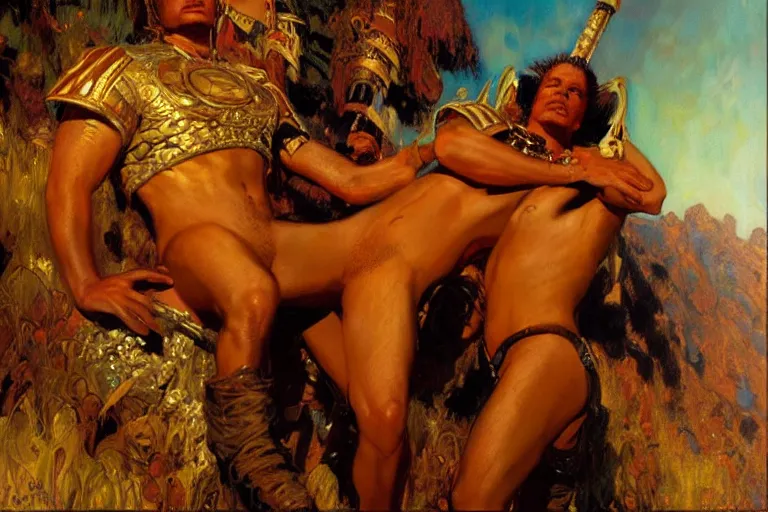 Image similar to tales of earthfire, painting by gaston bussiere, craig mullins, j. c. leyendecker, tom of finland