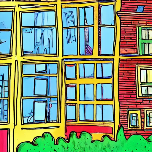 Prompt: a drawing of a house with a lot of windows, illustration by dr seuss, behance contest winner, whimsical