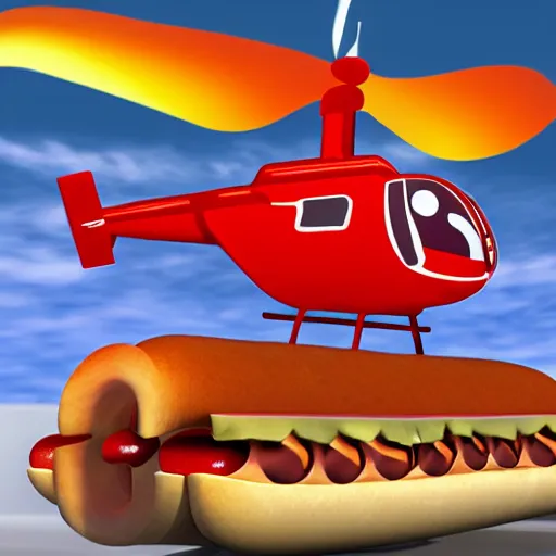 Image similar to Helicopter with hotdogs