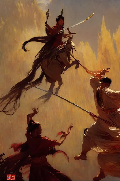 Image similar to wuxia, painting by gaston bussiere, craig mullins, j. c. leyendecker