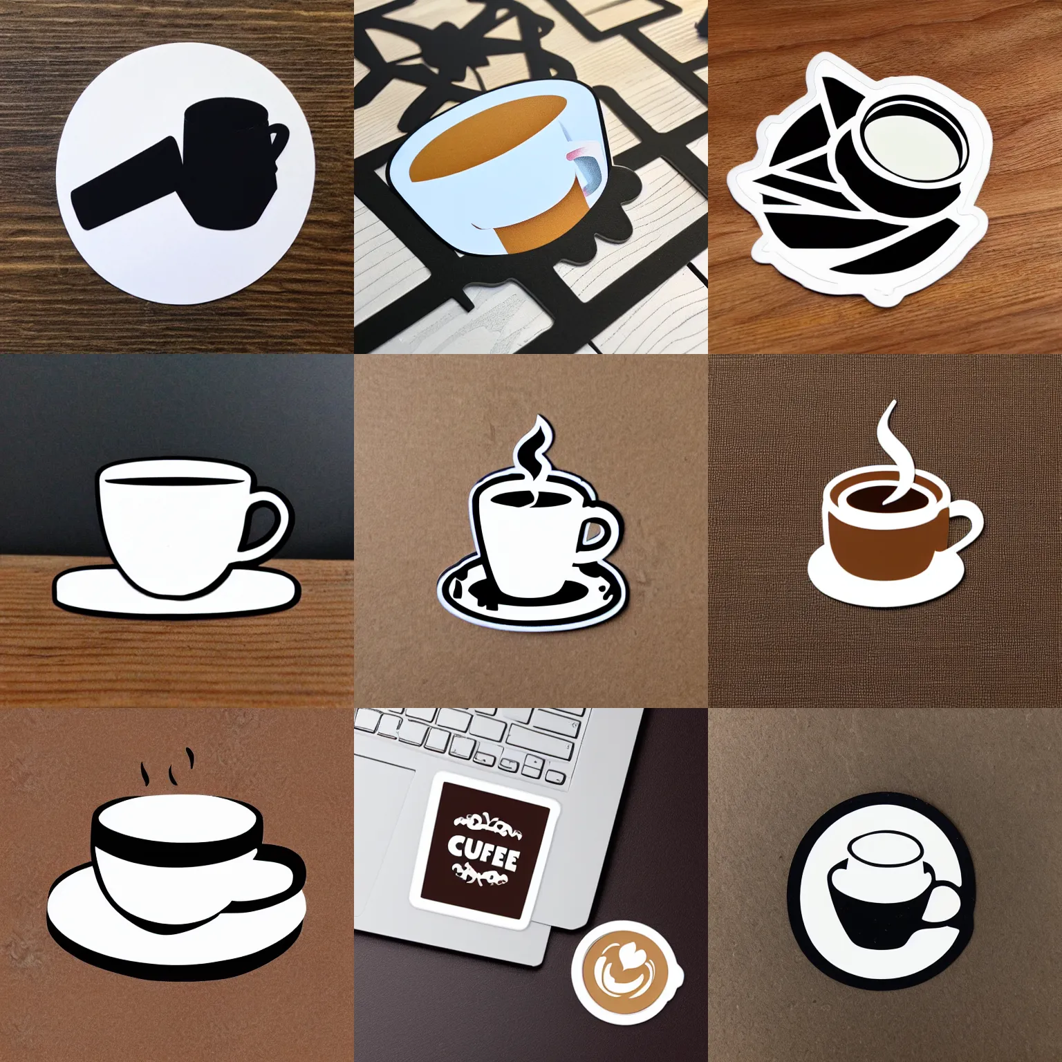 Prompt: die cut sticker with a white border, coffee cup