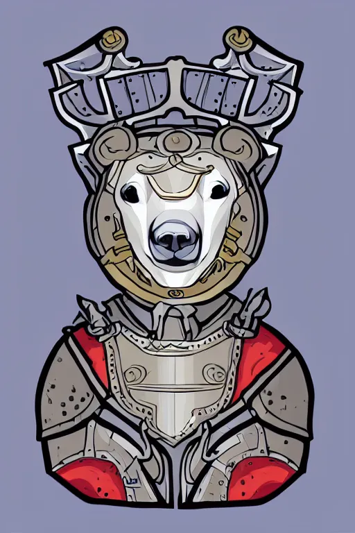 Image similar to Portrait of a polar bear in medieval armor, knight, medieval, sticker, colorful, illustration, highly detailed, simple, smooth and clean vector curves, no jagged lines, vector art, smooth