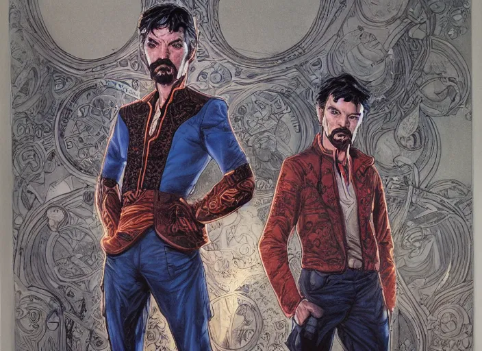 Prompt: a highly detailed comic portrait of stephen strange, james gurney, james jean