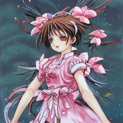 Prompt: Sakura from Cardcaptor Sakura painting masterpiece by Kim Jung gi
