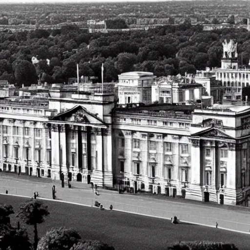 Prompt: Buckingham Palace as an American White House, Patriotic Fourth of July