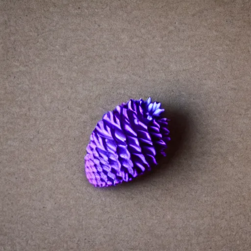 Image similar to a purple pill, shaped like a pine cone