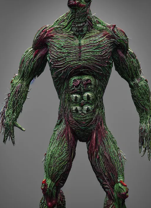 Prompt: Acid_beast_humanoid_four_legged_no_face_muscular_ripped_raging, detailed and realistic, 4k, filmic render