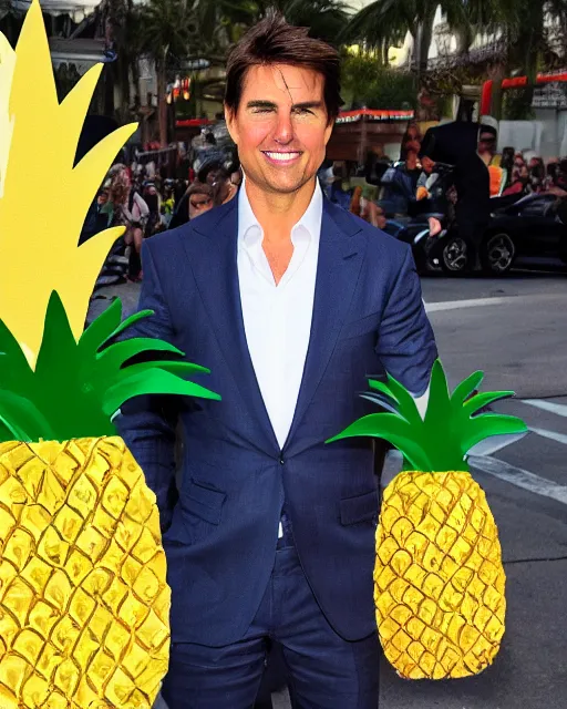 Image similar to tom cruise wearing a pineapple costume