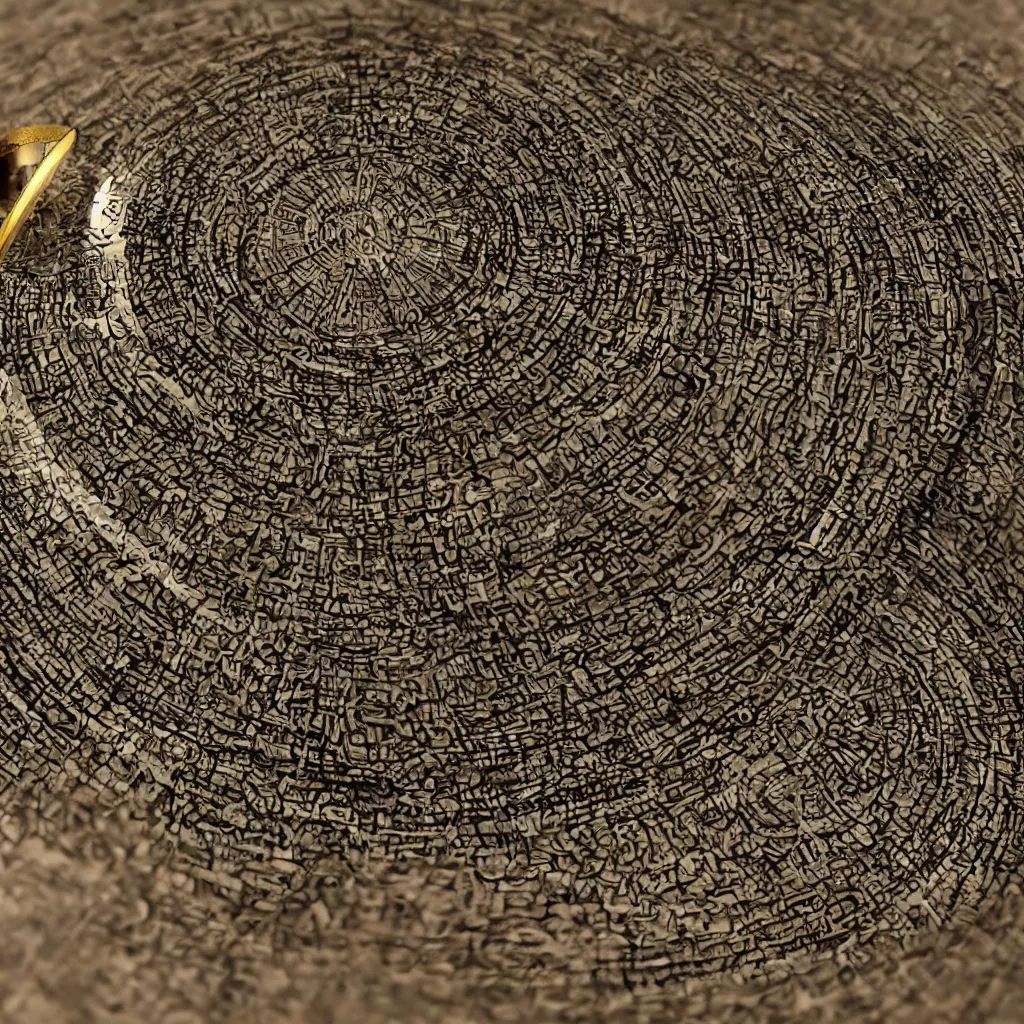 Image similar to the ring from lord if the rings with an imprinted ruler, cm scale imprinted on the inside of the ring, one ring to rule them all, highly detailed, 8 k, trending on artstation, mystic, rpg artwork